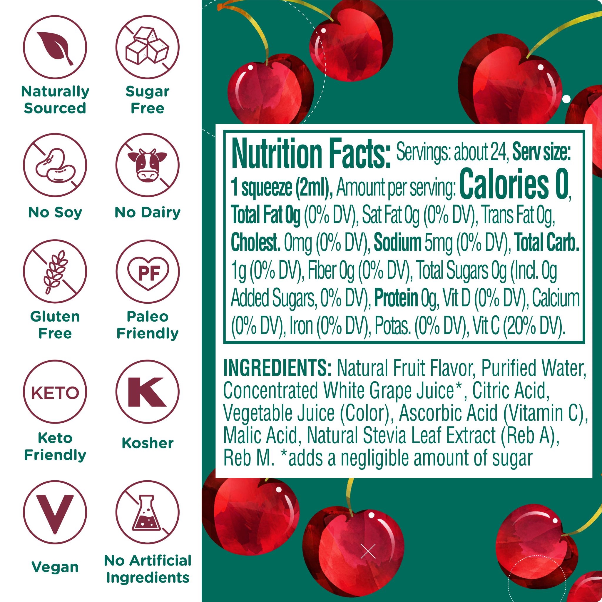 Stur Black Cherry Liquid Water Enhancer Drink Mix, 1.62 fl oz, Sugar Free, Zero Calories - image 5 of 7