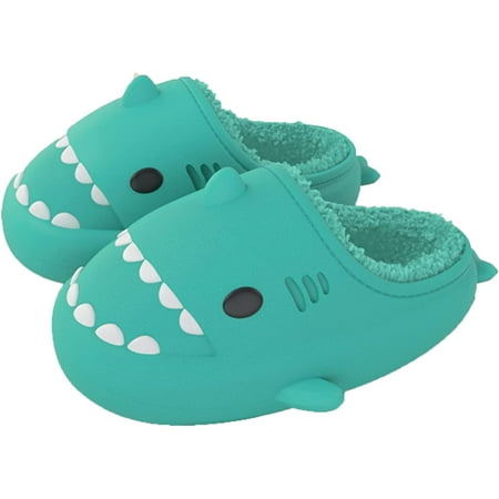 

Shark Slides Winter Cute Cartoon Cloud Shark Slippers Unisex Fuzzy Warm Lined Winter Indoor Slippers for Man Woman