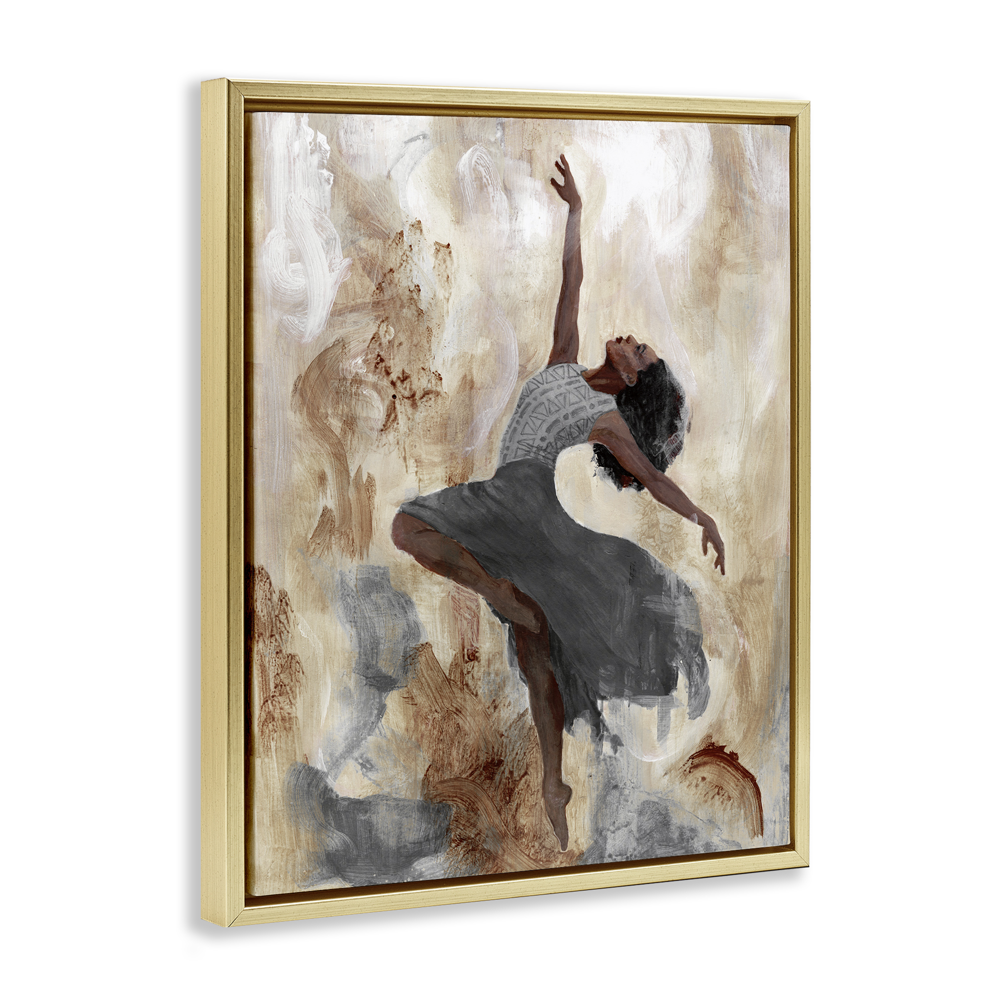 Stupell Industries Rustic Dancing Woman Novelty Painting Gold Floater Framed Art Print Wall Art, 17 x 21