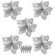 thumbnail image 1 of Bewildely 15/5 uds, polvo de brillo de flores artificiales de Navidad, adornos de árbol de Navidad DIY, flores falsas, decoraciones de Año Nuevo de Kits de decoración para fiestas plata 5PCS, 1 of 6