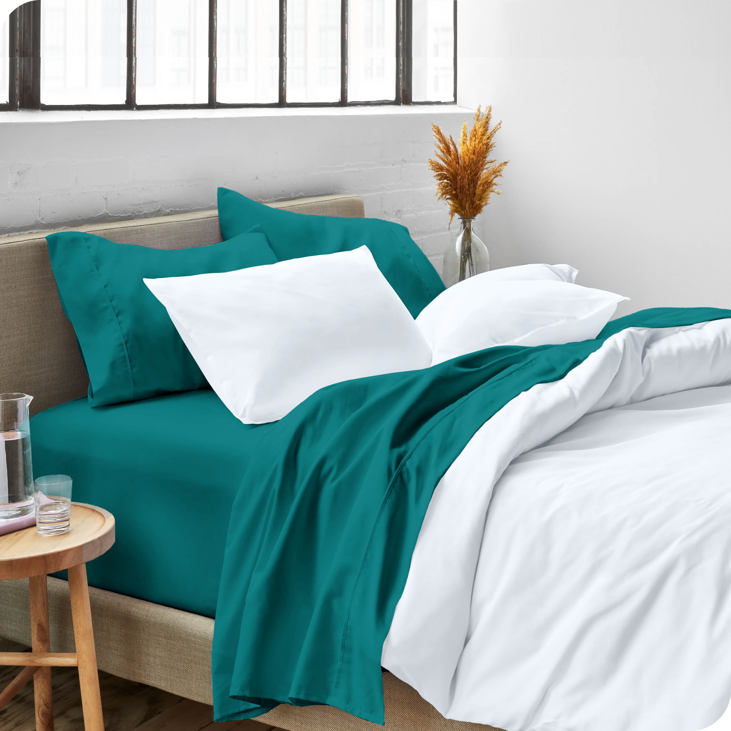 Bare Home Emerald Microfiber Sheet Set, Wrinkle Resistant, Deep Pocket, Full