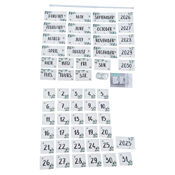 Classroom Flipping Calendar Bulletin Board Set With 54 Date Card Telescoping Holder Rod and Metal Rings For Decoration