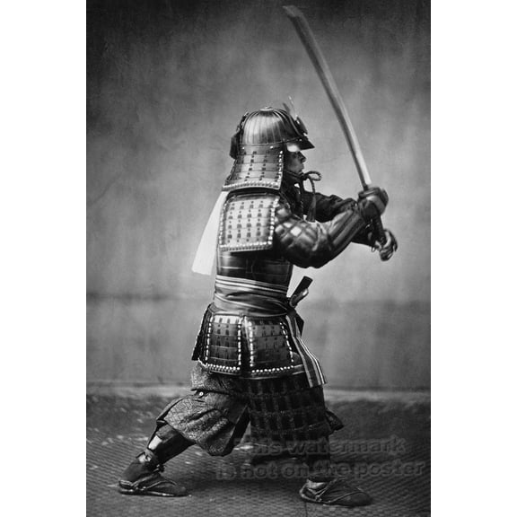 24"x36" Gallery Poster, Samurai with sword, ca. 1860