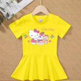 thumbnail image 3 of Hello Kitty-vestido de algodón con dibujos animados para niña, falda de princesa de manga corta con cuello redondo y estampado a la moda, color sólido, 3 of 5