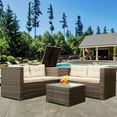 thumbnail image 3 of SEGMART Outdoor Patio Conversation Set, 4 PCS All-Weather Rattan Sectional Cushioned Sofa with Table & Storage Box, Manual-Woven Wicker Couch Chair Set, Outdoor Patio Deck Garden Bistro Set, B891, 3 of 12