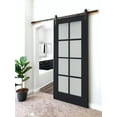 thumbnail image 3 of Sturdy Barn Door Frosted Glass | Veregio 7412 Antracite | 6.6FT Rail Hangers Heavy Hardware Set | Solid Panel Interior Doors-32" x 96"-Black Rail, 3 of 6