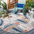 thumbnail image 2 of SAFAVIEH Cabana Kade Botanical Indoor/Outdoor Area Rug, Grey/Navy, 6'5" x 6'5" Round, 2 of 11