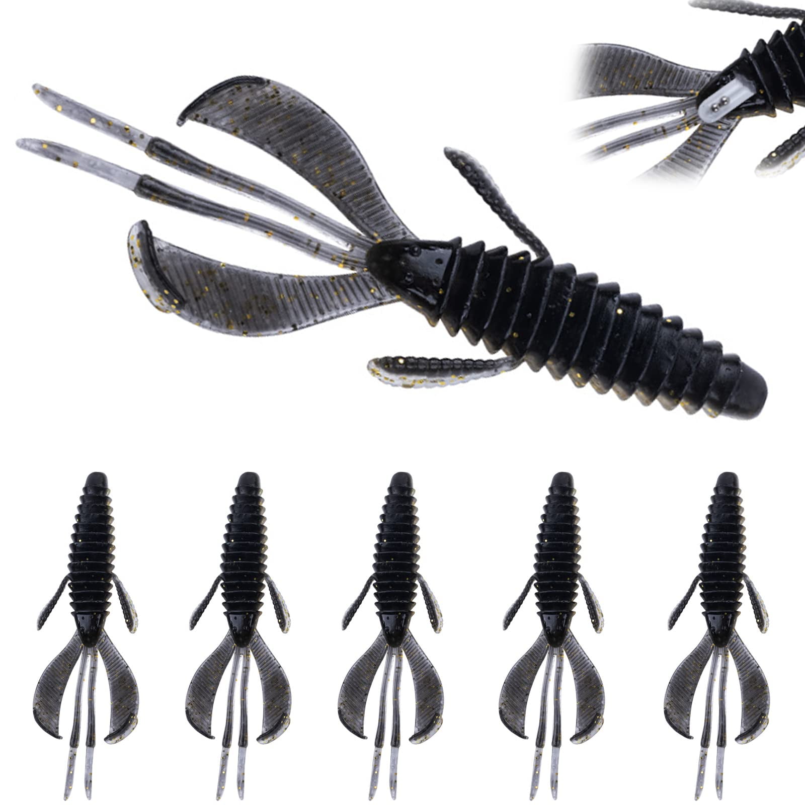 Goture Fishing Soft Plastic Lures Kit Jig Head Hooks Crappie Lures