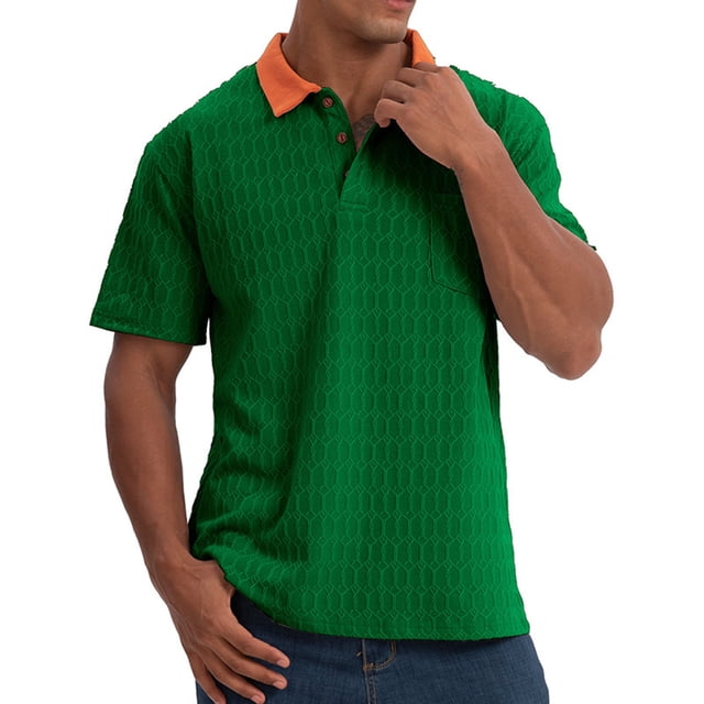 pstuiky Camisas de manga corta para hombre, Camisa deportiva informal de manga corta con solapa y medio botón para hombre ropa de hombre s