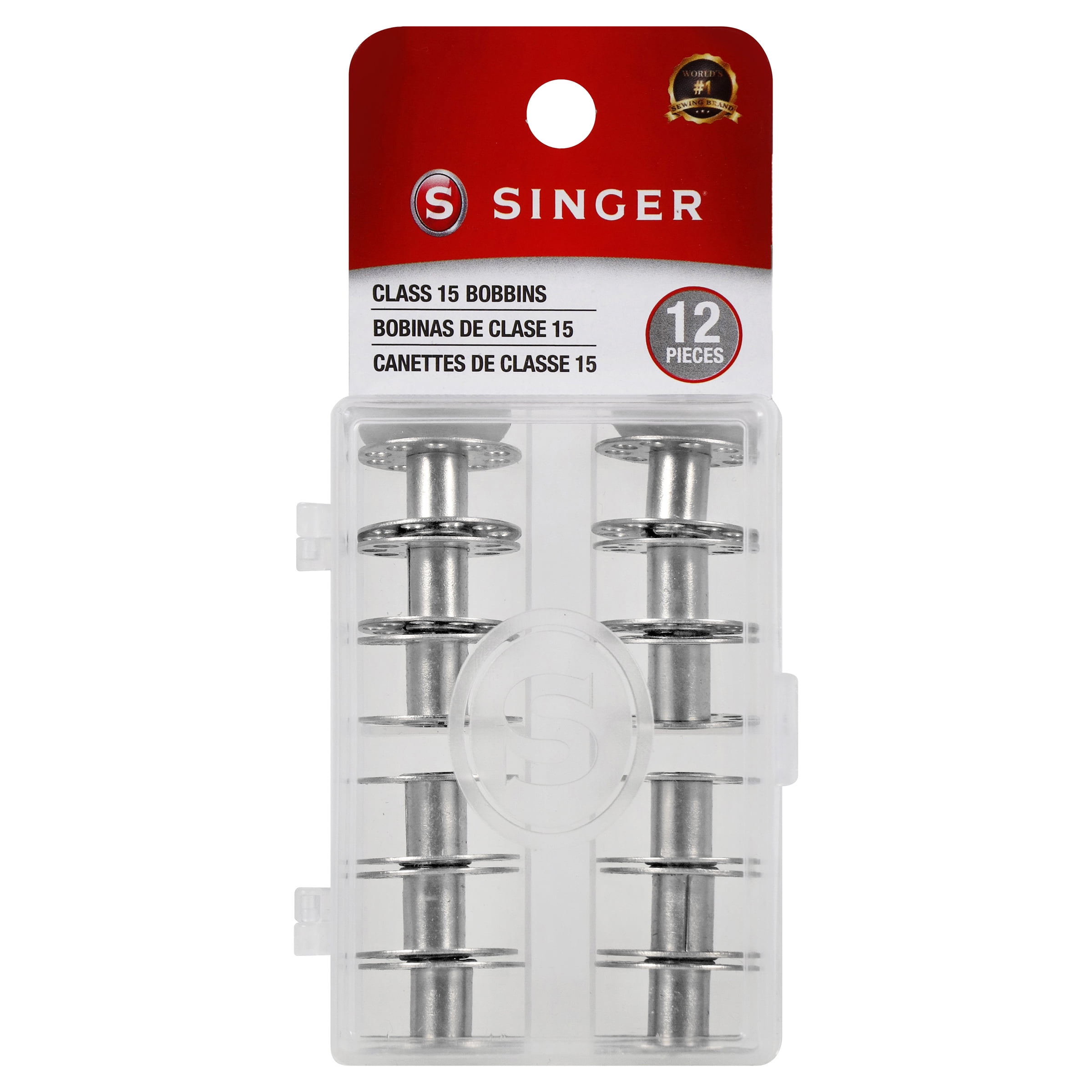 (2 pack) SINGER Class 15 Metal Bobbins in Plastic Storage Case, 12 Count