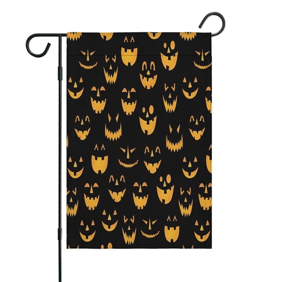 Black Halloween Pumpkin Faces Fall Garden Flags 12.5"x18" Double Side,Small Yard Flags for Outside,Outdoor Fall Decor,Autumn Funny Garden Flag Yard Decoration