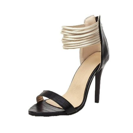 

Womens Sexy Back Zipper Open Toe Ankle Strap Combination High Heel Roman Sandals Summer Comfortable Flats Flip-Flops Slide Sandals Casual Platforms Wedge Sandals Heeled Shoes