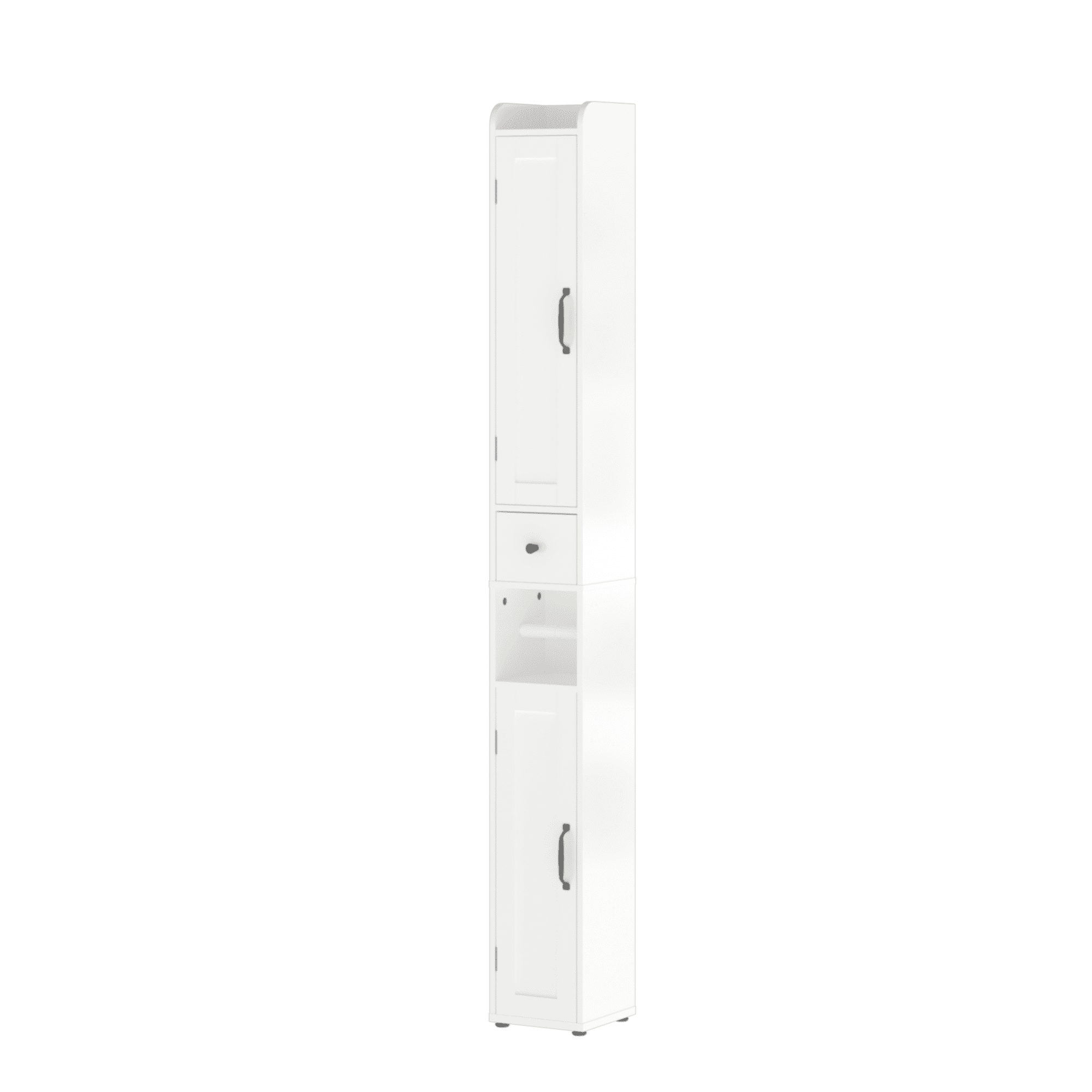 67.51 in Tall Bathroom Storage Cabinet with Adjustable Shelves, Slim 2 Doors Freestanding, White