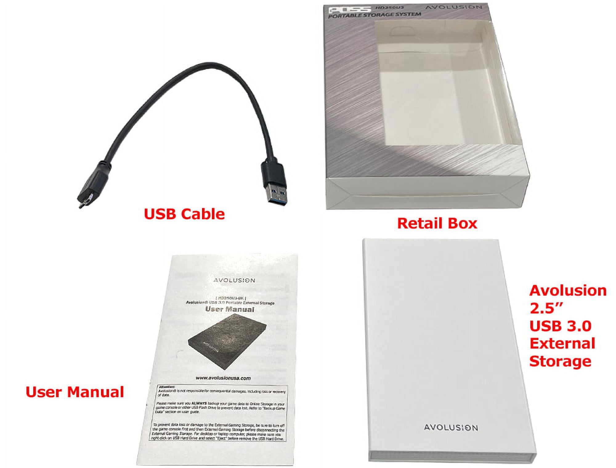 Avolusion HD250U3-WH 2TB USB 3.0 Portable External Gaming PS5 Hard Drive - White (PS5 Pre-Formatted) - 2 Year Warranty