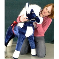 American Made Giant Stuffed Horse 36 Inches Navy Blue Color Plush Pony Made in the USA America