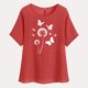 thumbnail image 4 of Vestidos Casuales Para Mujer, Blusas De Mujer De Moda Camisetas estampadas de moda para mujer, blusas casuales de lino holgadas de manga corta con cuello redondo y raglán, 4 of 7