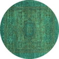 thumbnail image 1 of Ahgly Company Machine Washable Indoor Round Abstract Turquoise Blue Modern Area Rugs, 3' Round, 1 of 4