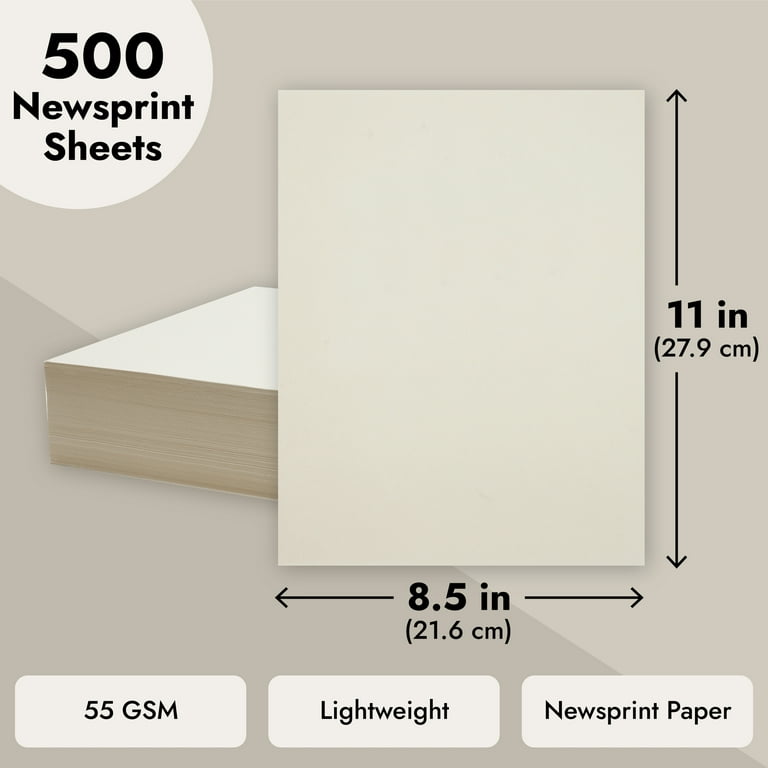 Newsprint Drawing Paper for Doodles, Sketching, Packing, Moving (8.5 x 11  in, 500 Sheets) 