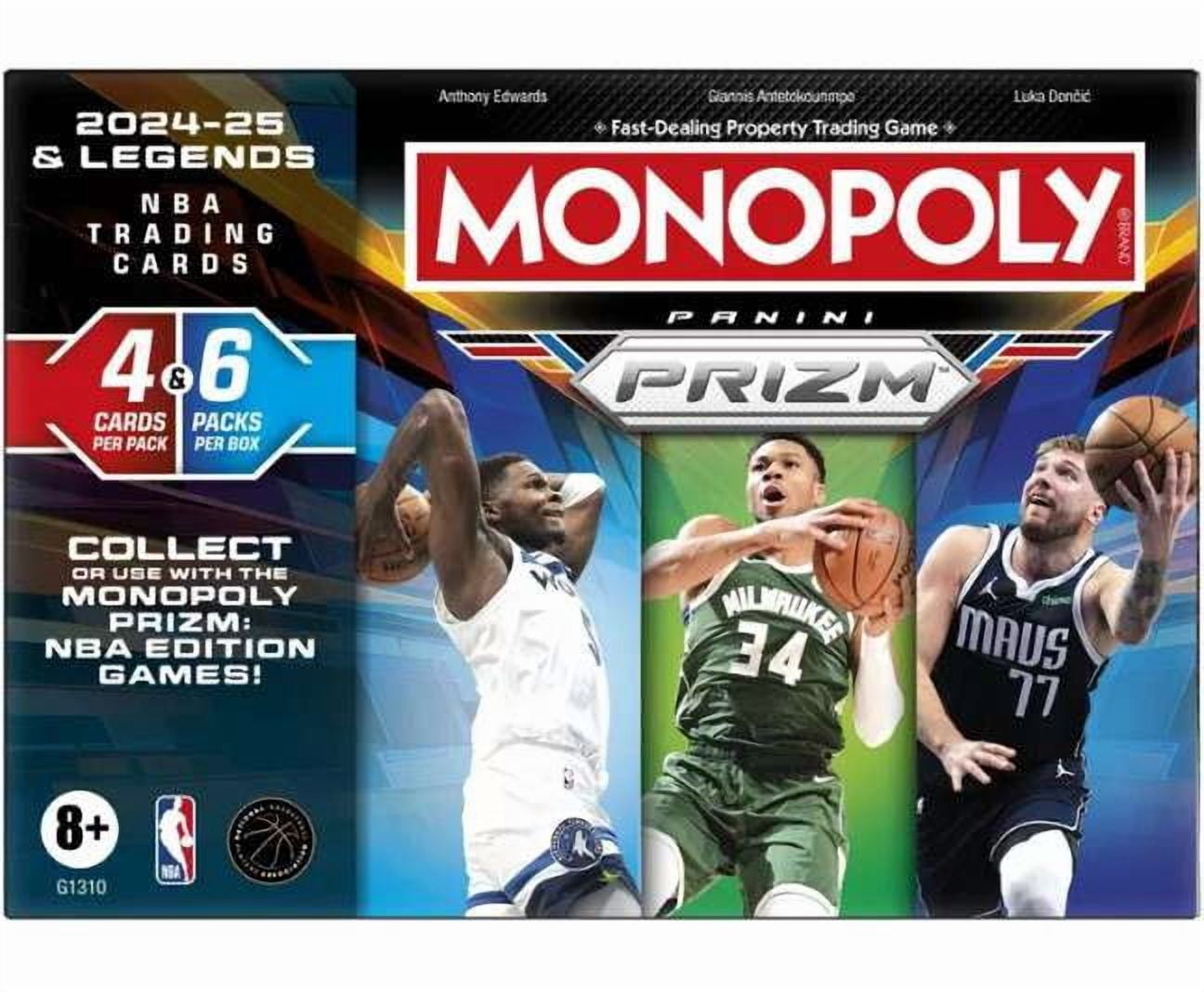 Panini Monopoly Prizm: 2024-25 and Legends NBA Trading Cards Booster Box | Collect or Use with Monopoly Panini Prizm: NBA Edition Games | Ages 8+