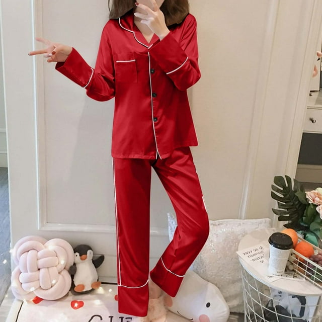 Ensemble de Pyjama pour Femmes à Manches Longues, Deux Pièces, Tenue de Détente et de Nuit
