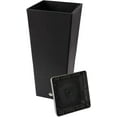thumbnail image 4 of Algreen Valencia Square Tapered Pot Planter w/ Elevated Shelf, Black Marble, 28", 4 of 6