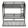 thumbnail image 5 of Bellemave Twin XL Over Twin XL Size Bunk Bed with Trundle Triple Metal Bunk Bed Frame with Ladder and Guardrails Space-saving Bunk Beds for 3 (Black), 5 of 10
