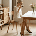 thumbnail image 4 of Dining Chairs Set of 2 - Solid Oak Wood, 400 lb Heavy Duty Capacity, Ergonomic Curved Back for Kitchen Table, Dining Room & Home Office, Easy Assembly, 4 of 11