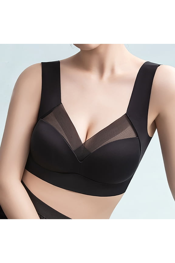 Plus Size Everyday Bras for Women Full Coverage Soft Sleep Wirefree Bras Strapless Lace Vest Underwear Daily Bra