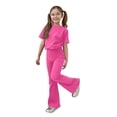 thumbnail image 5 of Grblisyd Girls Outfits Size 10-12 Summer Solid Color Casual Short Sleeve Crew Neck Top Flared Pants 2PCS Set Little Girl Outfits, 5 of 6