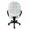 thumbnail image 3 of Abstract Office Chair Slipcover, Soft Toned Geometric Diamond Shapes with Inner Lines Contemporary Retro, Protective Stretch Decorative Fabric Cover, Standard Size, Mint Green Pale Pink, by Ambesonne, 3 of 5