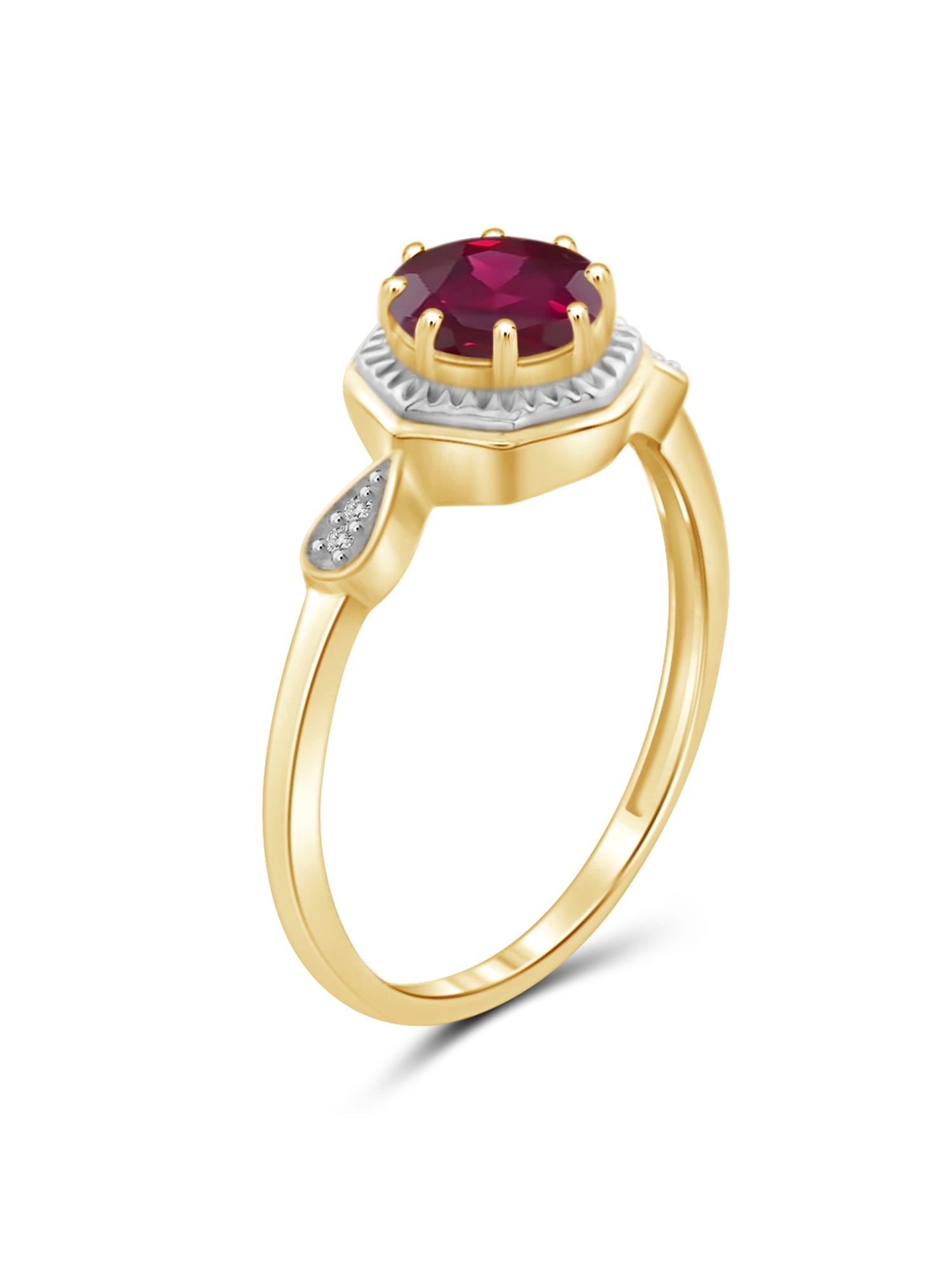 1 1/5 Carat T.G.W. Ruby And White Diamond Accent 14K Gold over Sterling Silver Ring