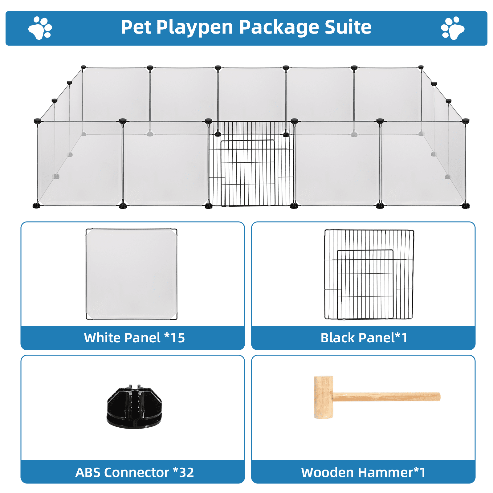 Uten Pet Playpen, Rabbit Panels, Small Animals Portable Yard Wedding Birthday Baby Shower Graduation Thanksgiving