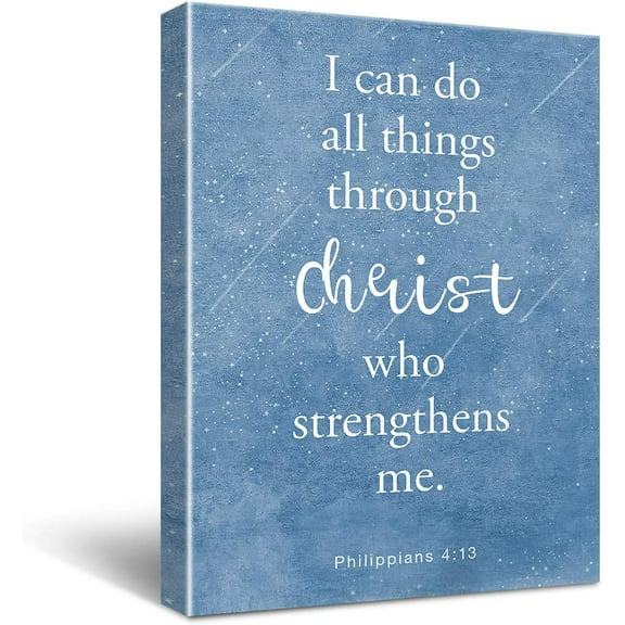 I Can Do All Things Through Christ Poster Scripture Sign Canvas Wall Art Bible Quote Canvas Wall Art Bible Verse Quote Canvas Print Wall Art Painting Ready to Hang Home Decoration Gift for Boy
