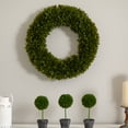 thumbnail image 5 of Nearly Natural 19.5" Tea Leaf UV Resistant Plastic Artificial Wreath (Green), 5 of 5