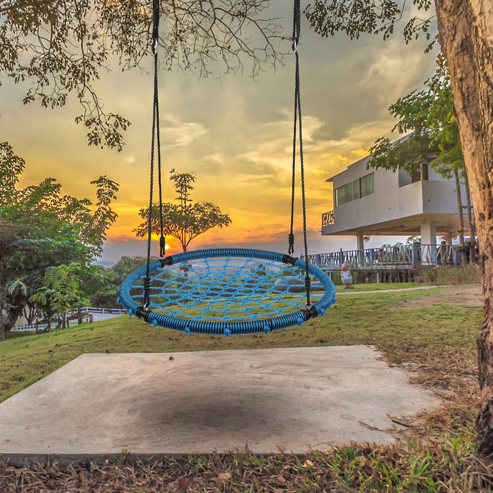 Saucer Tree Swing, 40" Spider Web Tree Swing Net Swing, Platform Rope Round Swing Saucer Tree Swing, 40" Spider Web Tree Swing Net Swing, Platform Rope Round Swing