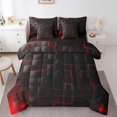 thumbnail image 1 of Geometric Grid Comforter Set 7 Pieces, Red and Black Checkered Bed Set, Modern Abstract Check Plaid Square Bedding Full with 1 Comforter,1 Fitted Sheet,1 Flat Sheet,2 Pillowcases, 2 Throw Pillow Cover, 1 of 1