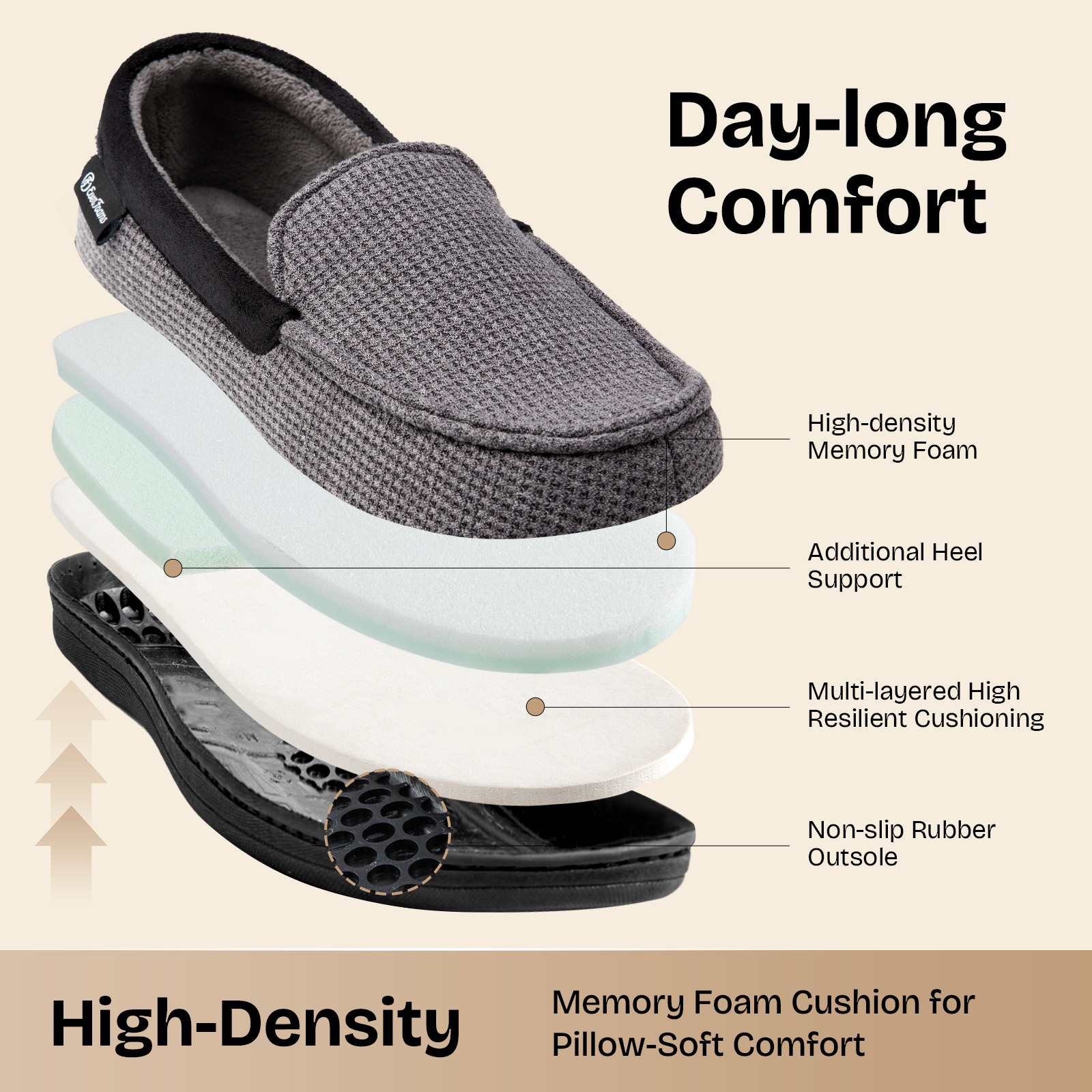 EverFoams Men's Memory Foam Moccasin Slippers photo 3
