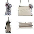 thumbnail image 2 of Pre-Owned FENDI handbag shoulder bag scarf muffler Canai leather silk light gray... (Good), 2 of 5