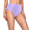 thumbnail image 2 of Swimsuit Bottoms for Women - High Waisted Bikini Bottoms Tie Side Tummy Control Bathing Suit Bottom Light Purple M, 2 of 4