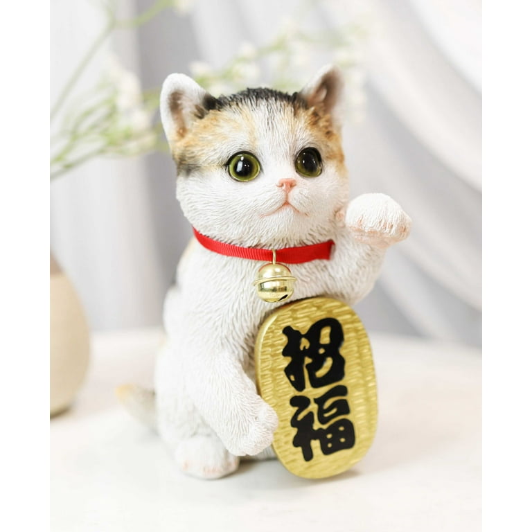 Cute Japanese Maneki Neko Small White Lucky Cat White for Good Health. 