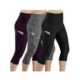 thumbnail image 1 of Lumento Women 3 Pack Yoga Capris High Waist Tummy Control Activewear Leggings with Side Pockets Cropped Solid Color Tights Pants Workout Sport Running Essential Trousers, 1 of 8