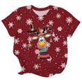 thumbnail image 4 of Hauts pour Femmes Décontracté Imprimé de Noël Col Rond T-Shirt Manches Longues Grande Taille Blouse pour Femmes, Vin, m, 4 of 4