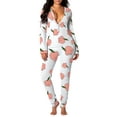 thumbnail image 2 of Qiylii Women's Sleeping Romper Long Sleeve Deep V-Neck Printed Christmas Pajamas, 2 of 5