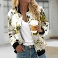 thumbnail image 2 of Puliio Women's Boho Floral Bomber Jacket Full Zip Stand Collar Relaxed Fit Buttery Soft Long Sleeve Outdoor Casual Outerwear Coat, 2 of 5