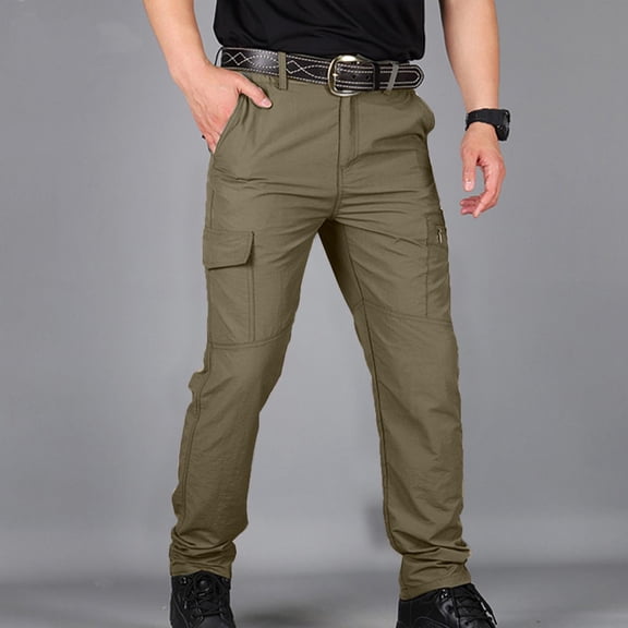 Mifsaly Mens Waterproof Hiking Pants Lightweight Quick Dry Outdoor Cargo Pants with Multi Pockets Comfortable Fishing Camping Training Utility Bottoms Khaki,L