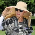 thumbnail image 4 of Domzest Mens Sun Hats UPF 50+ UV Protection Bucket Wide Brim Waterproof Hat with Adjustable Chin Strap & Detachable Neck Flap for Outdoor Khaki, 4 of 4