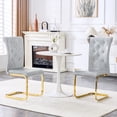 thumbnail image 3 of NEW Set Of 2,Retro Alligator Skin Upholstered Dining Chairs,With Crystal Buckle Design And Faux Leather Design,A Touch Of Elegance And Mystery To The Dining Area,Gold Plated Metal Bow Leg, 3 of 10