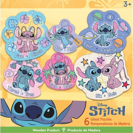 MasterPieces Disney Educational Puzzles - 6-Pack Mini Shaped Wood Jigsaw Puzzles Stitch - Ages 3+