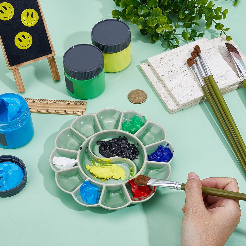 1Pc Porcelain Watercolor Oil Palette Paint Drawing Supplies Flower Medium Aquamarine 155x20mm diy