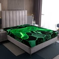thumbnail image 4 of Erosebridal Game Player Sheet Set Queen, Green Gamepad Bedding Sets Queen Size, Checkered Abstract Decor, 4 of 7